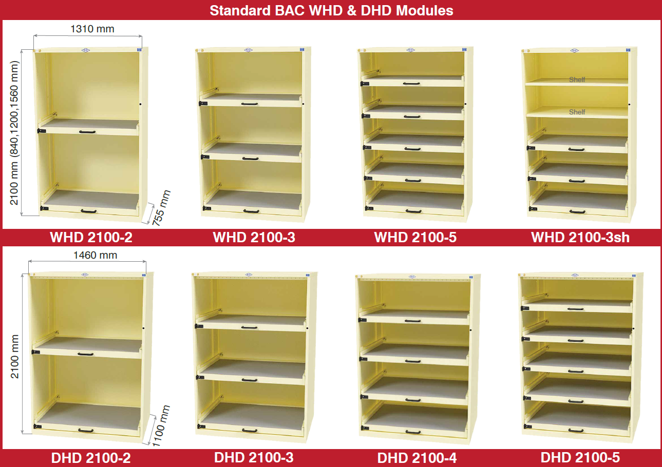 BAC Heavy Duty Drawer Modules - Type DHD and WHD - Standard Configurations