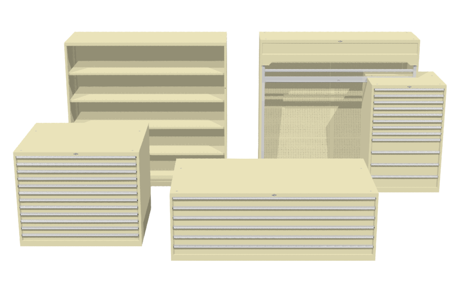 Longspan Modules with Drawers and Longspan Shelves